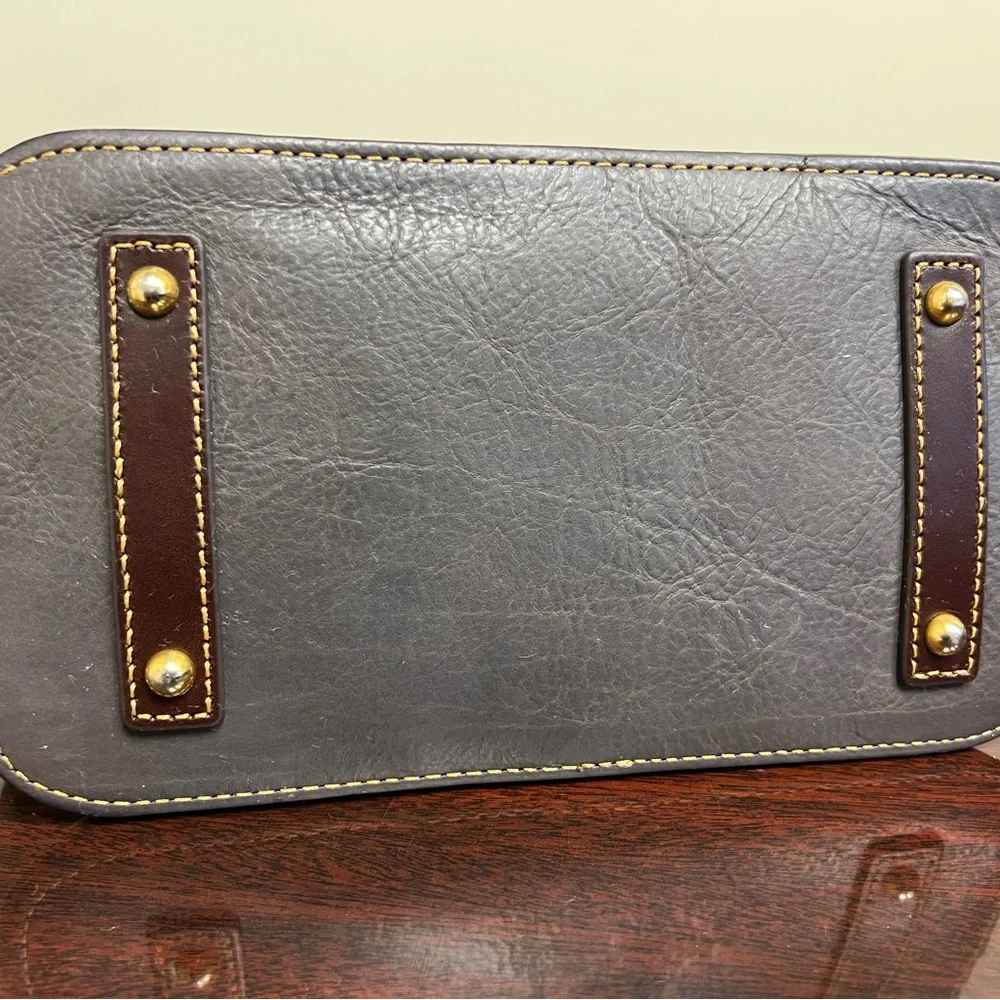 Dooney & Bourke Gray and Brown Leather Tote Bag - Picture 4 of 9